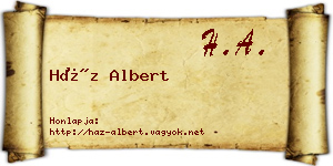 Ház Albert névjegykártya